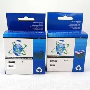 2 Pack Dell Dw905, Dw906 Remanufactured Inkjet Cartridges 