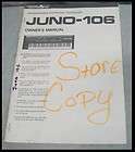 Roland JUNO 106 80s Synthesizer Keyboard Owners Manual  