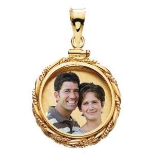 14k Gold Twisted Round Rope Photo Pendant Jewelry