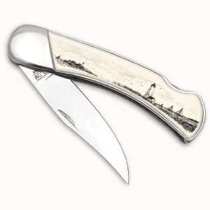  Barlow Designs 3 in. Lockback Knife   Lighthouse Scene 