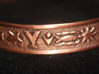 Vintage Copper Embossed Cuff Bracelet  