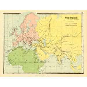  Bartholomew 1858 Antique Map of the World As Known to the 