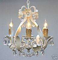WROUGHT IRON CHANDELIER TOLE CRYSTALS   