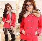 Womens Wool Blends Faux Fur Jacket Coat, Size L, RED 2209, BNWT