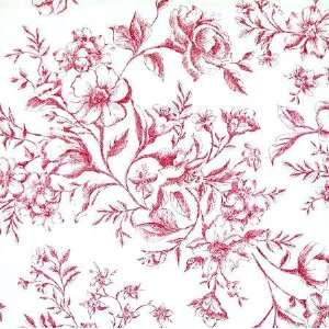 54 Wide Bouquet Toile Red/White Fabric By The Yard Arts 