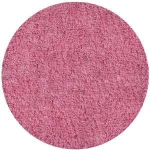  8 x 8 Fuschia Poly Shag Round Hand Knotted Rug