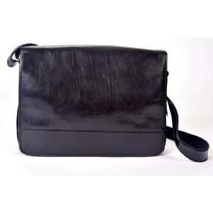   Double Gusset Messenger Bag In Black Alberto Bellucci Messenger Bags
