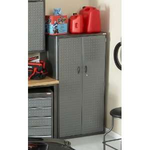  Tall Storage Cabinet with Dimpled Face Design in Dark Gray 