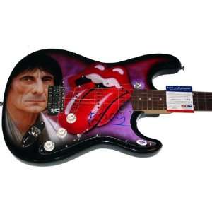  Ron Wood Autographed Rolling Stones Tongue Airbrush Guitar 
