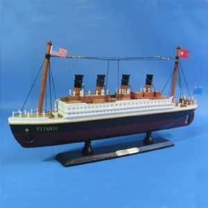 RMS TITANIC Fully Assembled WOODEN MODEL SHIP DISPLAY 6 1/2 Tall x 14 