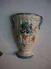 Antique Pottery Wall Pocket with Decorative Flower Desi
