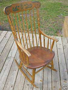   Company Folk Art Wood Rocking Rocker Chair Painted Cornucopia Design