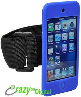 Thick Designer Blue Skin case with Armband for iPod Touch 4th 