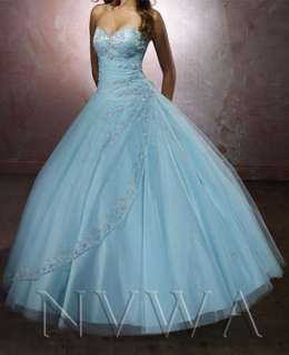   Pink/Light Blue Strapless Bridesmaid Bridal Wedding Quinceanera Dress