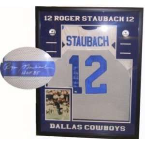  Roger Staubach Signed Framed Cowboys Jersey Sports 