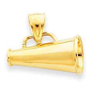 14k Yellow Gold Solid Polished 3 Dimensional Small Megaphone Pendant