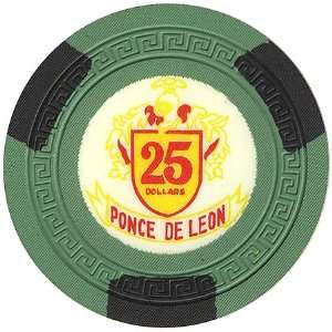 Ponce De Leon $25 Clay Casino Chip, Puerto Rico Sports 