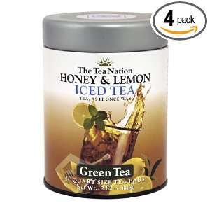 The Tea Nation Iced Green Tea, Honey and Lemon, 10 Count (Pack of 4 