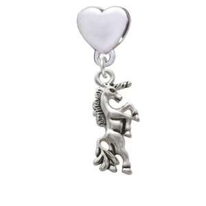  Unicorn European Heart Charm Dangle Bead [Jewelry 