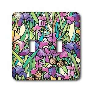  Dinas Designs Floral   Iris   Light Switch Covers   double 