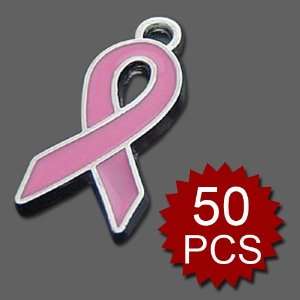  Breast Cancer Awareness Pink Ribbon Charms Pendant Jewelry 