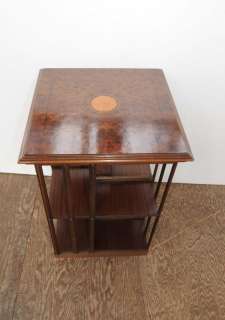 Regency Walnut Revolving Bookcase Side Table  