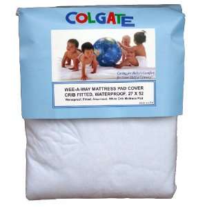   Colgate Wee A Way Waterproof Fitted Crib Mattress Cover, White Baby