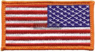 USA American Velcro REVERSED Flag Patch Gold Border  