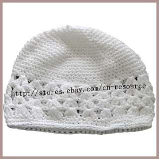 White Baby Kids Knit Crochet Handmade Beanie Skull Hat Cap  