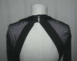 Tadashi Black Open back Sheer Long Sleeve Cocktail Dress M  