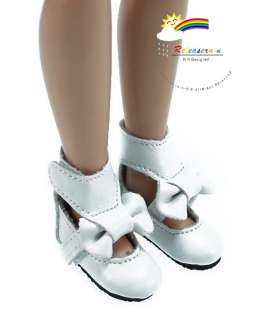 White Mary Jane Bow Boots Shoes for 12 Tonner Marley  