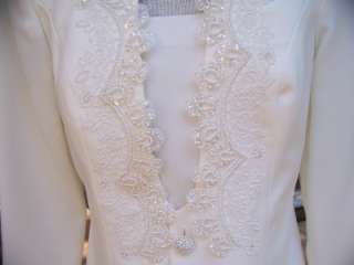  IVORY WEDDING MOTHER BRIDE BEADS/PEARLS JACKET DRESS 8 NWT NEW  