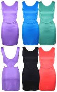   PONTE CUT OUT OPEN SIDE WOMENS FITTED BODYCON STRETCH MINI DRESS 8 14