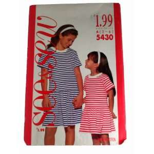  See & Sew 5430 Pattern Childrens, Girls Dress Size A 2,4,6 