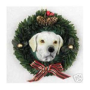  Labrador Retriever Dog with wreath Christmas Ornament 
