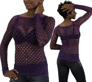   12 Colors Long Sleeve Fishnet Tops Womens Shirts Clubwear Blouses fnl