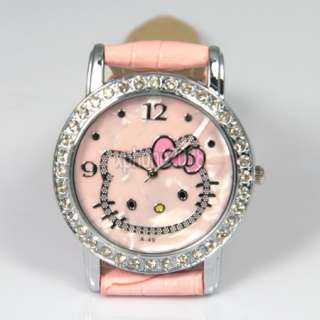   Fashion Crystal Hellokitty Girls Quartz Wrist Watch For Party Gift