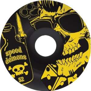  Speed Demons Greaser 52mm Black Yellow Ppp Skate Wheels 