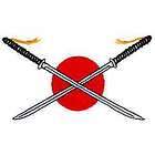 Epic Crossed Katana Swords Sun Rise Asian Iron on Patch