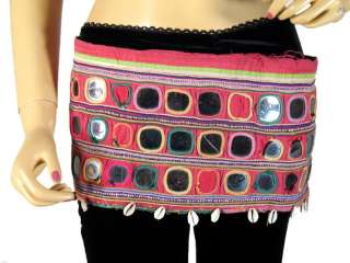  Tribal Authentic Vintage hand embroidered Belt with Rows of Mirrors 