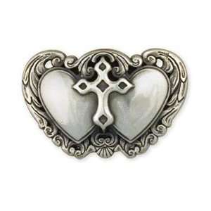  Double Heart & Cross Concho Antique Silver 1.5 X1 Arts 