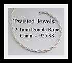 925 Sterling Silver 2.1mm Double Rope Chain 1 Foot items in Twisted 