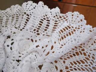Hand Crochet Floral Table Runner 40x100cm Oval White  