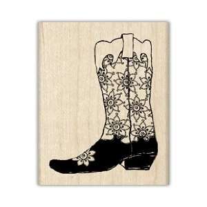  Cowgirl Boot Wood Mounted Rubber Stamp