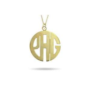  Gold Vermeil Large Block Style Monogram Necklace Jewelry