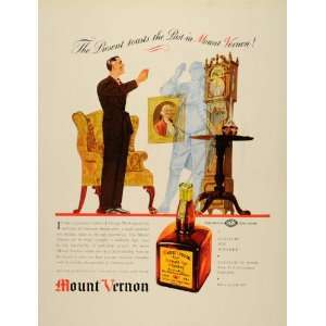  1937 Ad Mount Vernon Rye Whiskey Liquor Alcohol Bottle 