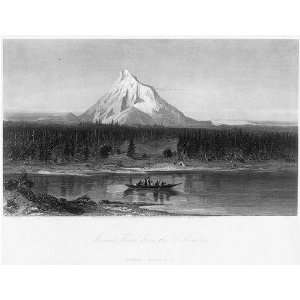  Mount Hood,Oregon,OR,Indians in canoe on River,Tepee