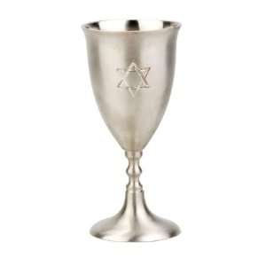    Pewter Wine Cup on Base with Stars of David Motifs 