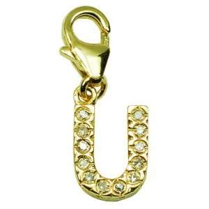  14K Gold 1/10ct HIJ Diamond U Spring Ring Charm Arts 