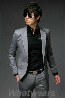 Mens Fashion Stylish Slim Fit One Button Suit Black J35  
